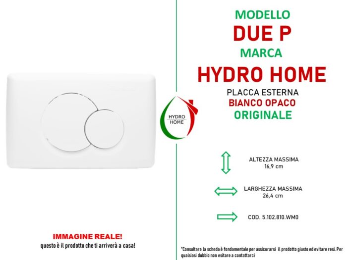 Placca esterna Doppio Tasto Due-P Bianco Opaco per cassetta incasso Faismilani - immagine 2