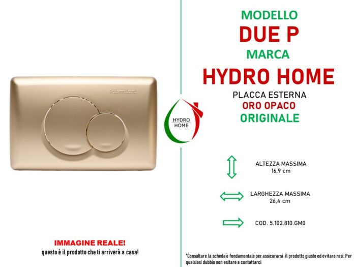 Placca esterna Doppio Tasto Due-P Oro Opaco per cassetta incasso Faismilani - immagine 2