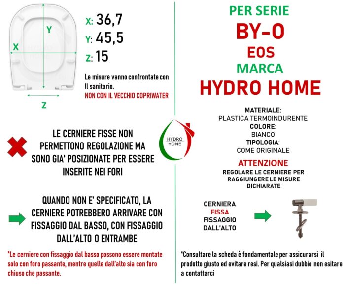 Copriwater BY-O Eos termoindurente bianco come originale - immagine 2