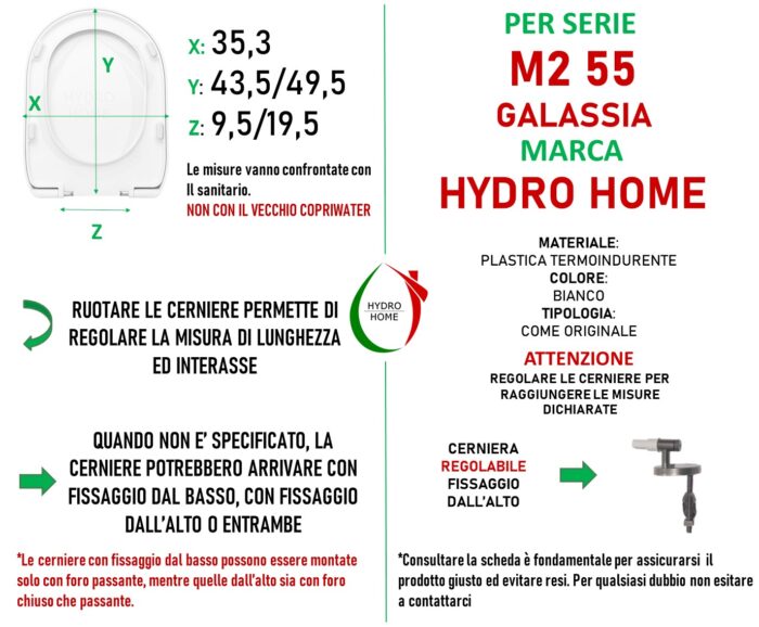 Copriwater M2 55 Galassia termoindurente bianco come originale - immagine 2