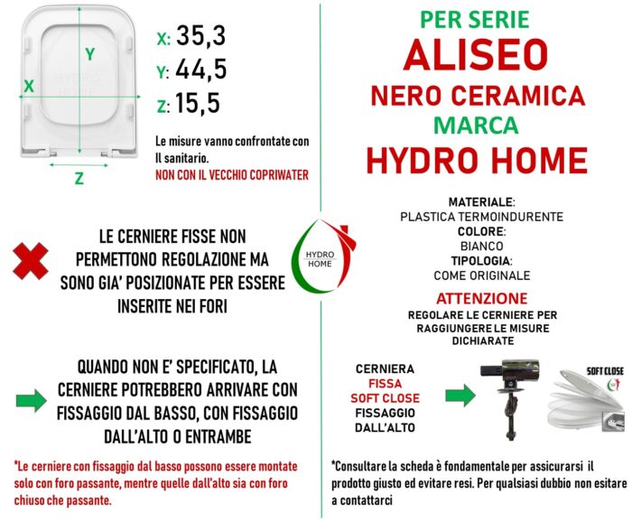 Copriwater Aliseo Nero Ceramica termoindurente Soft Close avvolgente bianco come originale - immagine 3