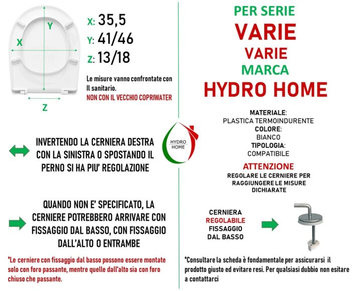 Copriwater HH018 fissaggio dal basso compatibile con vari modelli termoindurente bianco - immagine 2