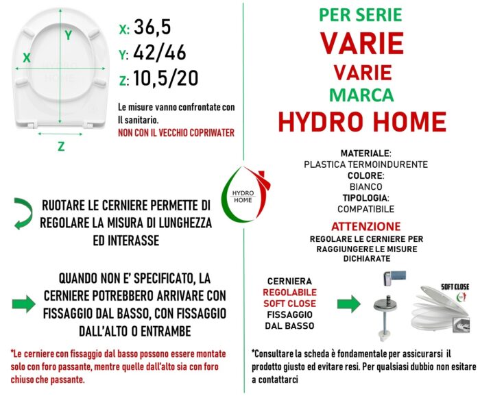 Copriwater HH018 fissaggio dal basso compatibile con vari modelli termoindurente bianco - immagine 3