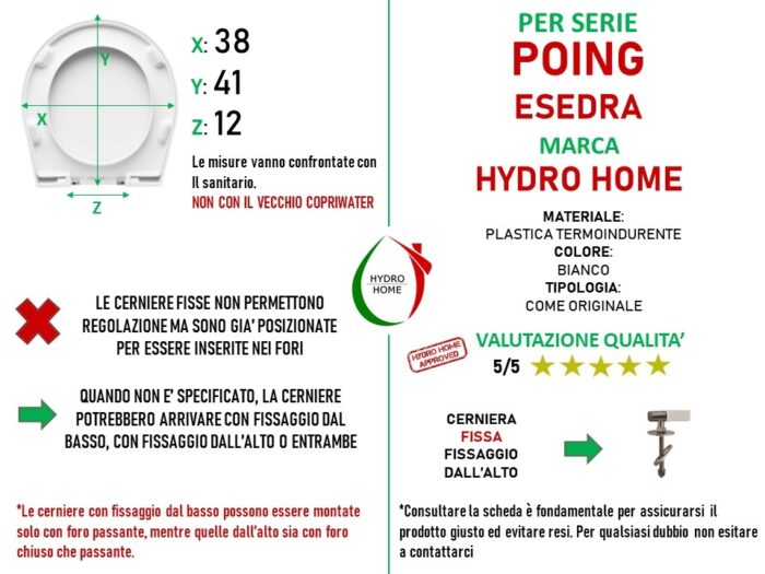 Copriwater Poing Esedra termoindurente avvolgente bianco come originale - immagine 2