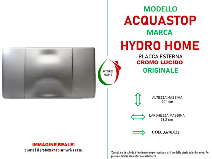 Placca esterna Acquastop Cromo Lucido per cassetta incasso Faismilani - immagine 2