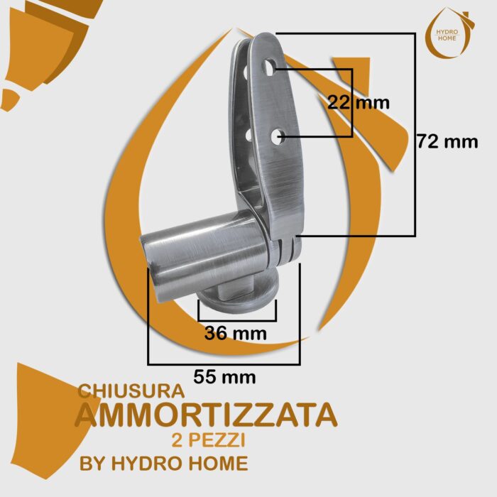 Cerniere Soft Close regolabili fissaggio dall'alto interasse 2,2 colore bronzo - immagine 2