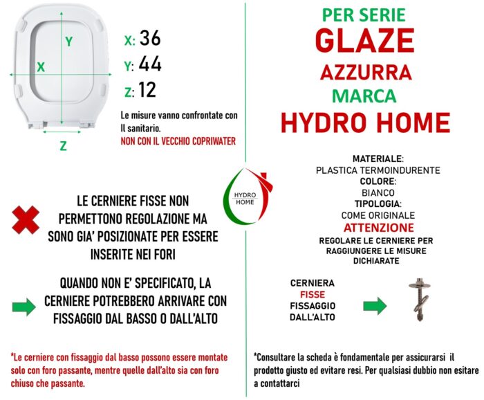Copriwater Glaze Azzurra termoindurente bianco come originale - immagine 2
