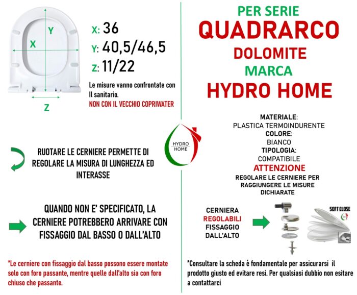 Copriwater Quadrarco Dolomite termoindurente bianco Soft Close e Sgancio Rapido - immagine 2
