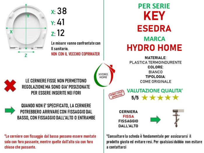 Copriwater Key Esedra termoindurente bianco come originale - immagine 2