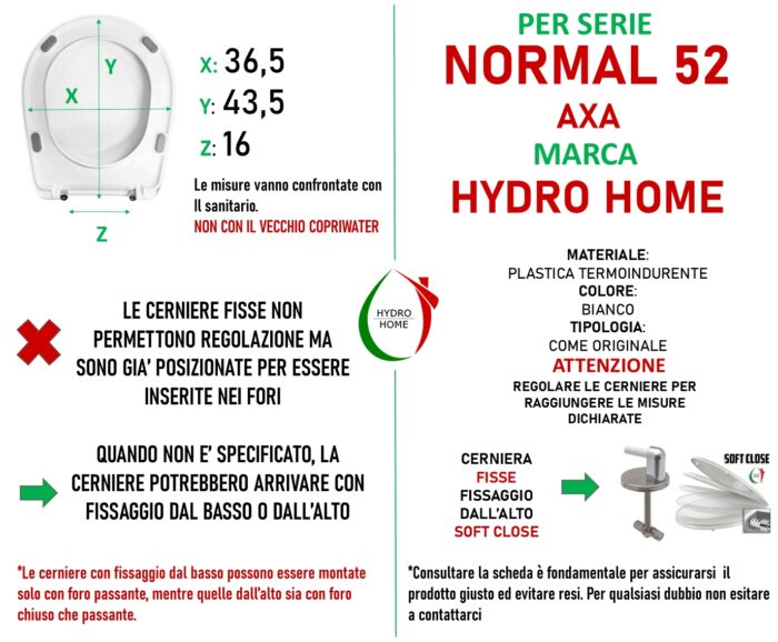 Copriwater Normal 52 Axa termoindurente Soft Close bianco come originale - immagine 2