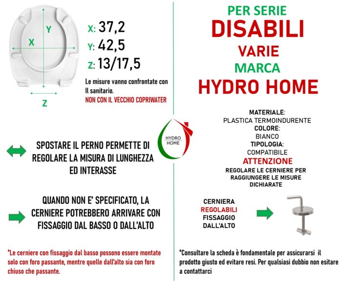 Copriwater Disabili TD30 termoindurente bianco compatibile con varie serie - immagine 2