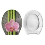 Copriwater Universale Ovale Stampato Orchidea compatibile con vari modelli termoindurente bianco