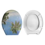Copriwater Universale Ovale Stampato Tropic compatibile con vari modelli termoindurente bianco