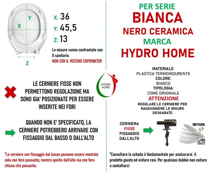 Copriwater Bianca Nero Ceramica termoindurente Soft Close bianco come originale - immagine 2