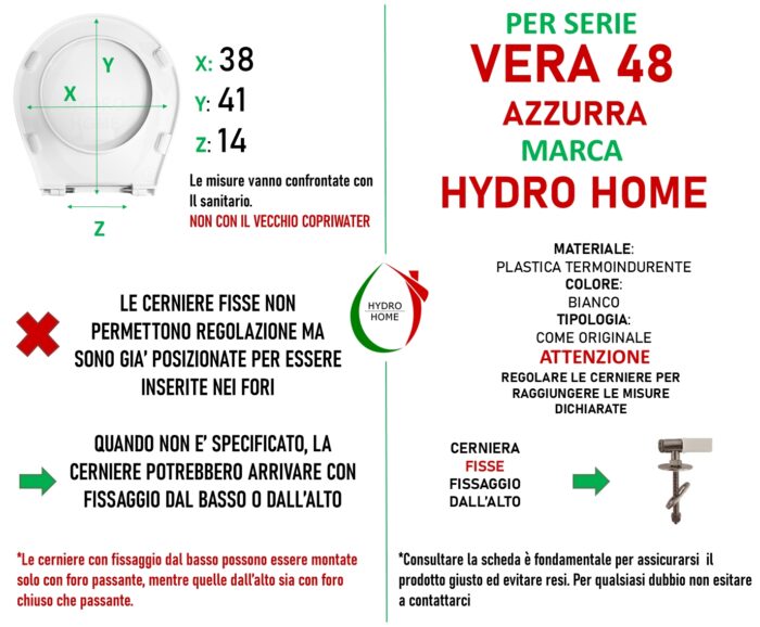 Copriwater Vera 48 Azzurra termoindurente bianco come originale - immagine 2