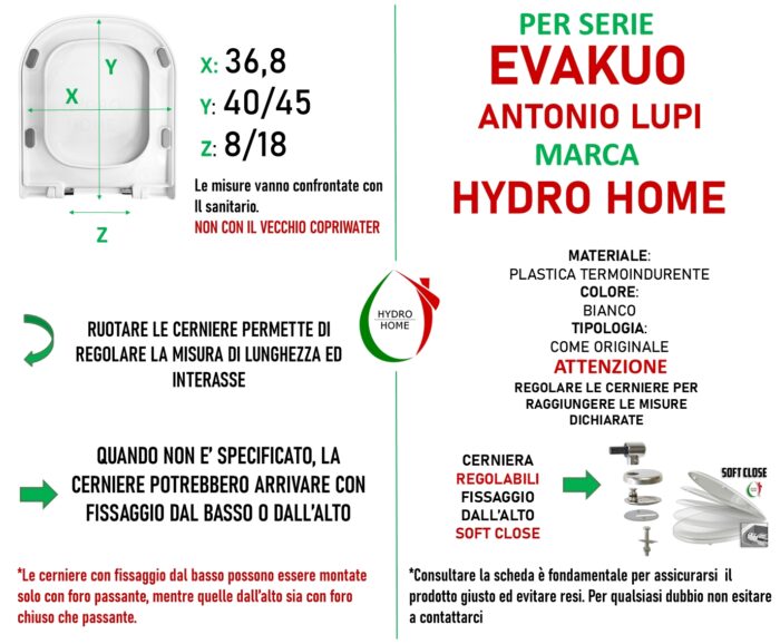 Copriwater Evakuo Antonio Lupi termoindurente Soft Close bianco come originale - immagine 2