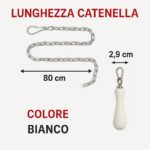 Catenella a maglia ovale con Pull in ceramica bianco per cassetta wc alta - immagine 2