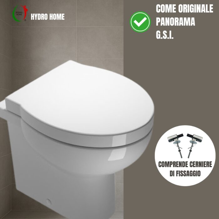 Copriwater Panorama GSI termoindurente Soft Close bianco come originale - immagine 3