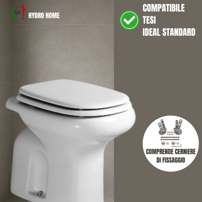 Copriwater Tesi Ideal Standard legno rivestito in resina poliestere Bianco I.S. - immagine 3