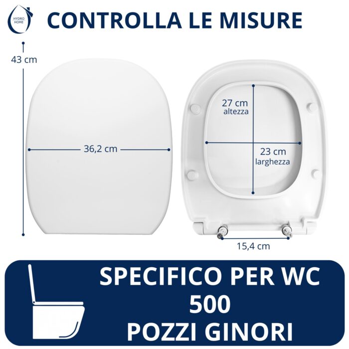 Copriwater 500 Pozzi Ginori termoindurente bianco come originale - immagine 2