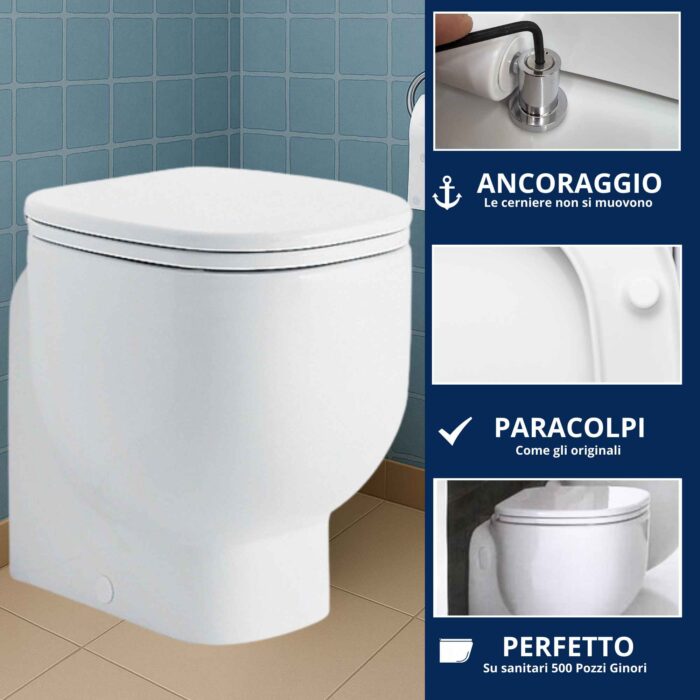 Copriwater 500 Pozzi Ginori termoindurente bianco come originale - immagine 4