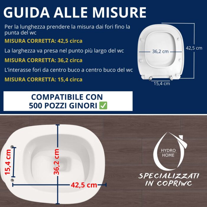 Copriwater 500 Pozzi Ginori termoindurente bianco come originale - immagine 5