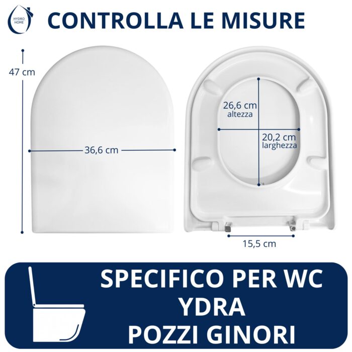 Copriwater Ydra Pozzi Ginori Soft Close termoindurente bianco come originale - immagine 2