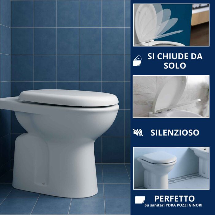Copriwater Ydra Pozzi Ginori Soft Close termoindurente bianco come originale - immagine 4