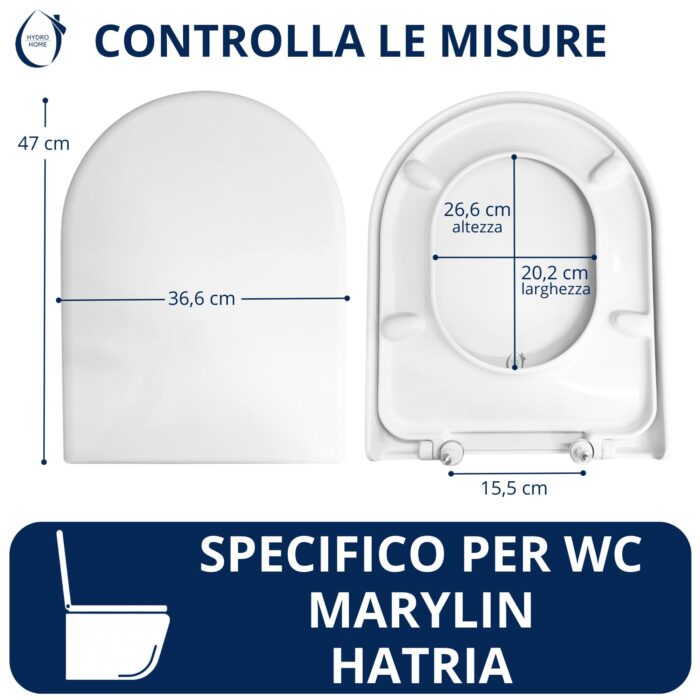 Copriwater Marylin Hatria termoindurente bianco come originale - immagine 2
