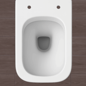 Vista dall’alto di un WC senza copriwater, usata nella guida Hydro Home su come trovare il copriwater giusto.
